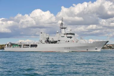 HMNZS Otago on arrival at Devonport April 2010 (RNZN Photographic unit M10-0106-023)