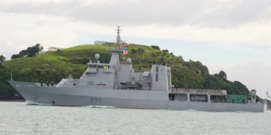 HMNZS Wellington first arrival into Devonport Naval Base