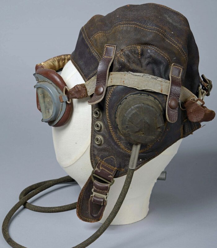 Fleet Air Arm headgear and goggles. From the collection of the National Museum of the Royal New Zealand Navy. Crown Copyright CC-BY NC 4.0. 2013.33.1i