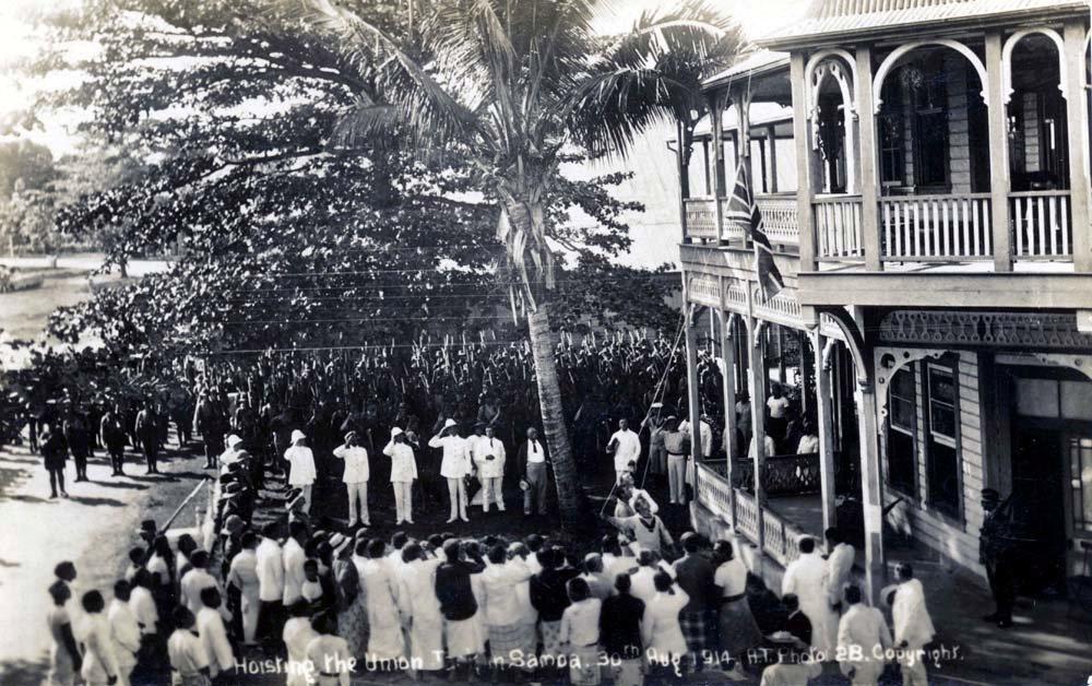 Hoisting the Union Jack in Samoa 1914