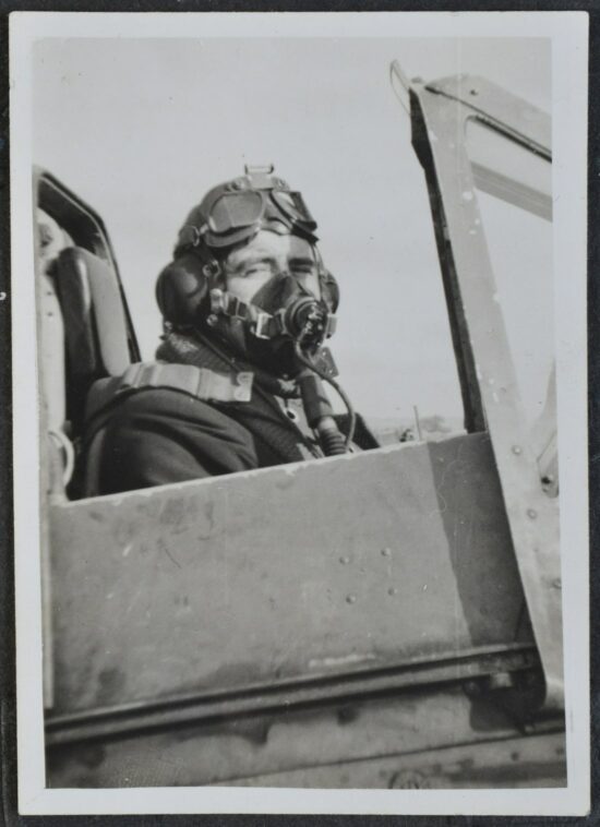 Sub Lieutenant C.D. Spencer taken on Xmas Day 1942, R.N.A.S Yeovilton, Somerset [Sub Lt Charles D. Spencer, Royal Navy Air Station Yeovilton, Christmas Day 1942] Part of the photograph album relating to Sub Lt. Charles D. Spencer. From the collection of the National Museum of the Royal New Zealand Navy. Crown Copyright CC-BY NC 4.0 2014.32.25.p11.2