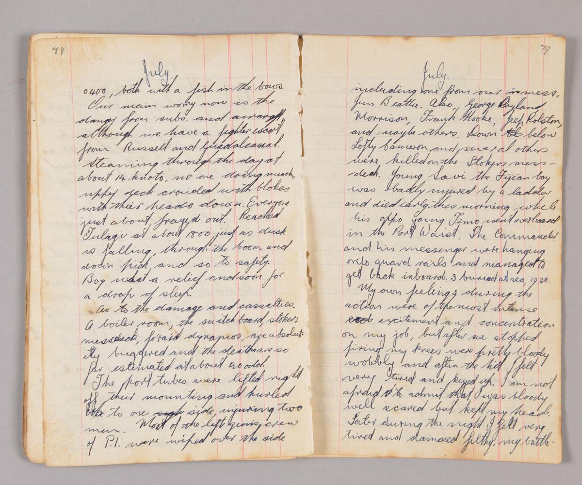 A sailor's diary from the Battle of Kolombangara