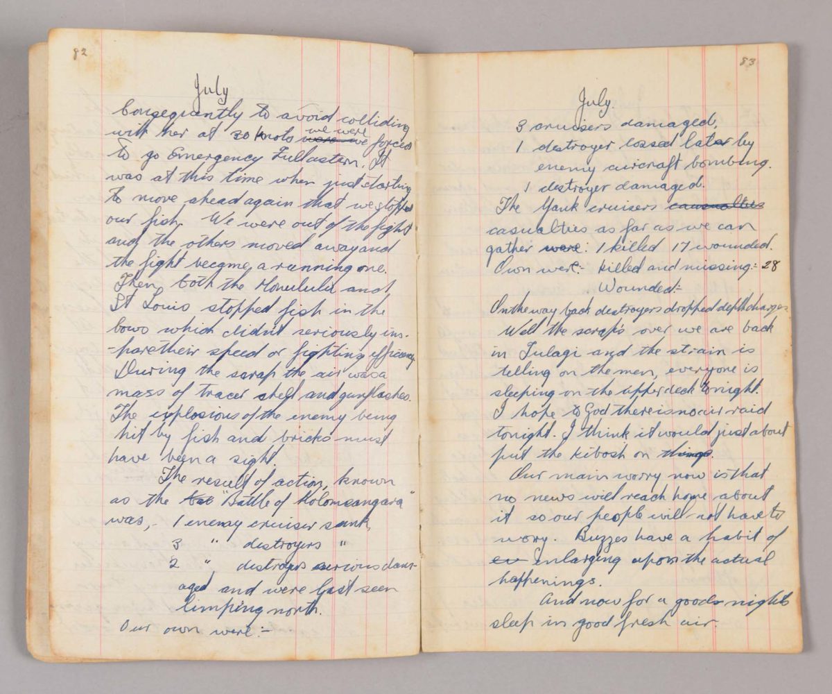 A sailor's diary from the Battle of Kolombangara