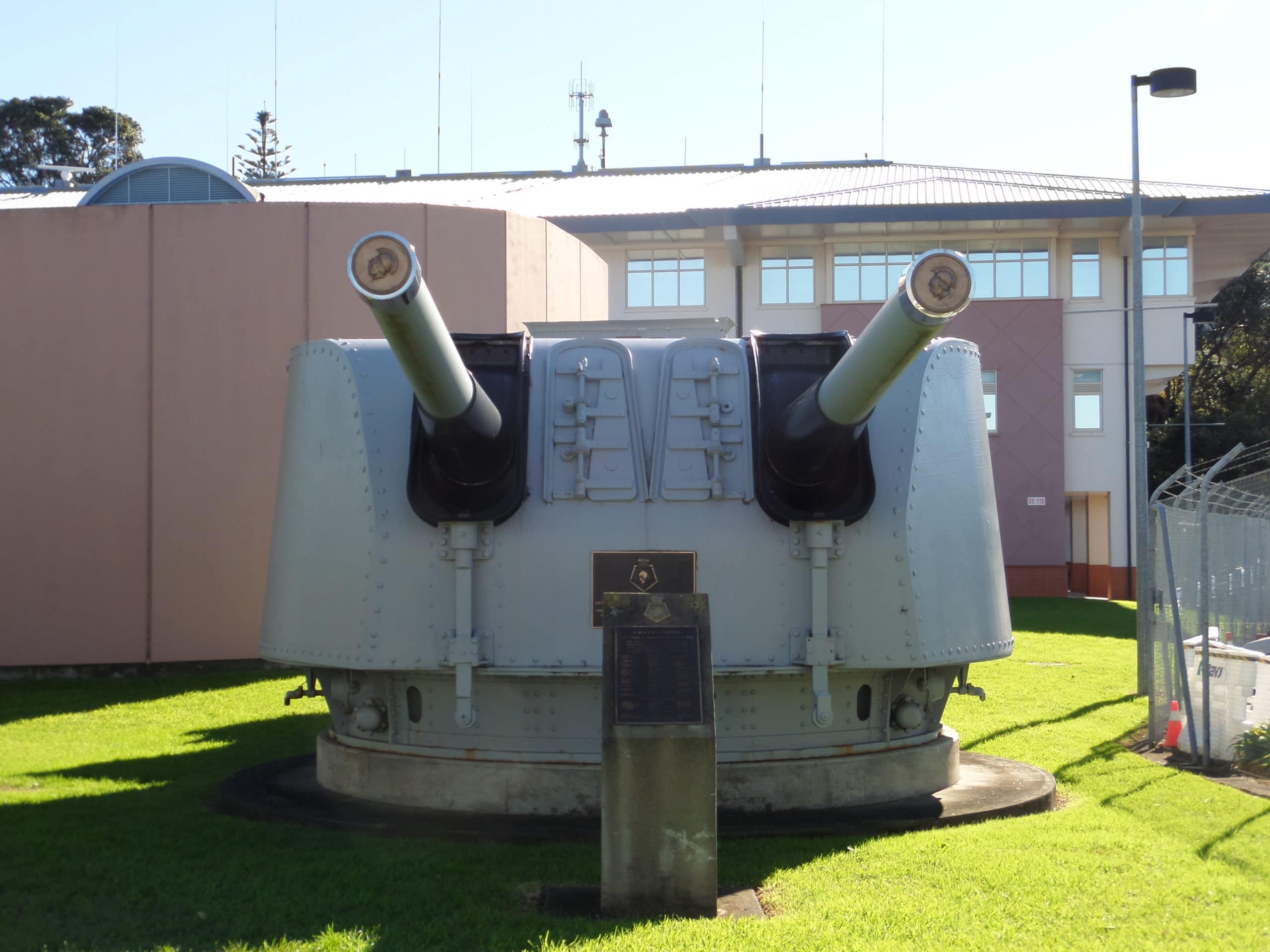 front view of HMNZS Achilles Y Turret with twin 6 inch guns