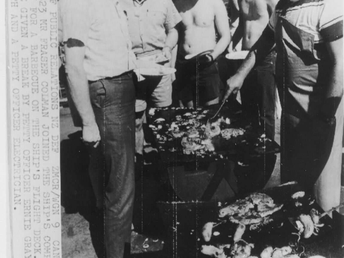 Fraser Colman on board HMNZS Canterbury photograph