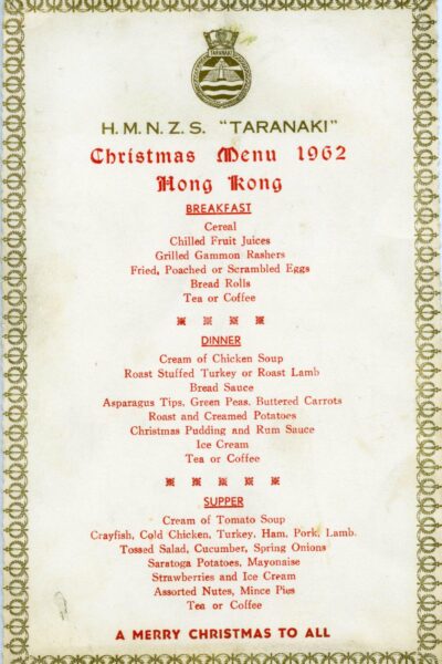 HMNZS Taranaki Christmas Menu 1962 EAE 0010