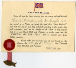 LT CDR AD Boyle Crossing the Line Certificate