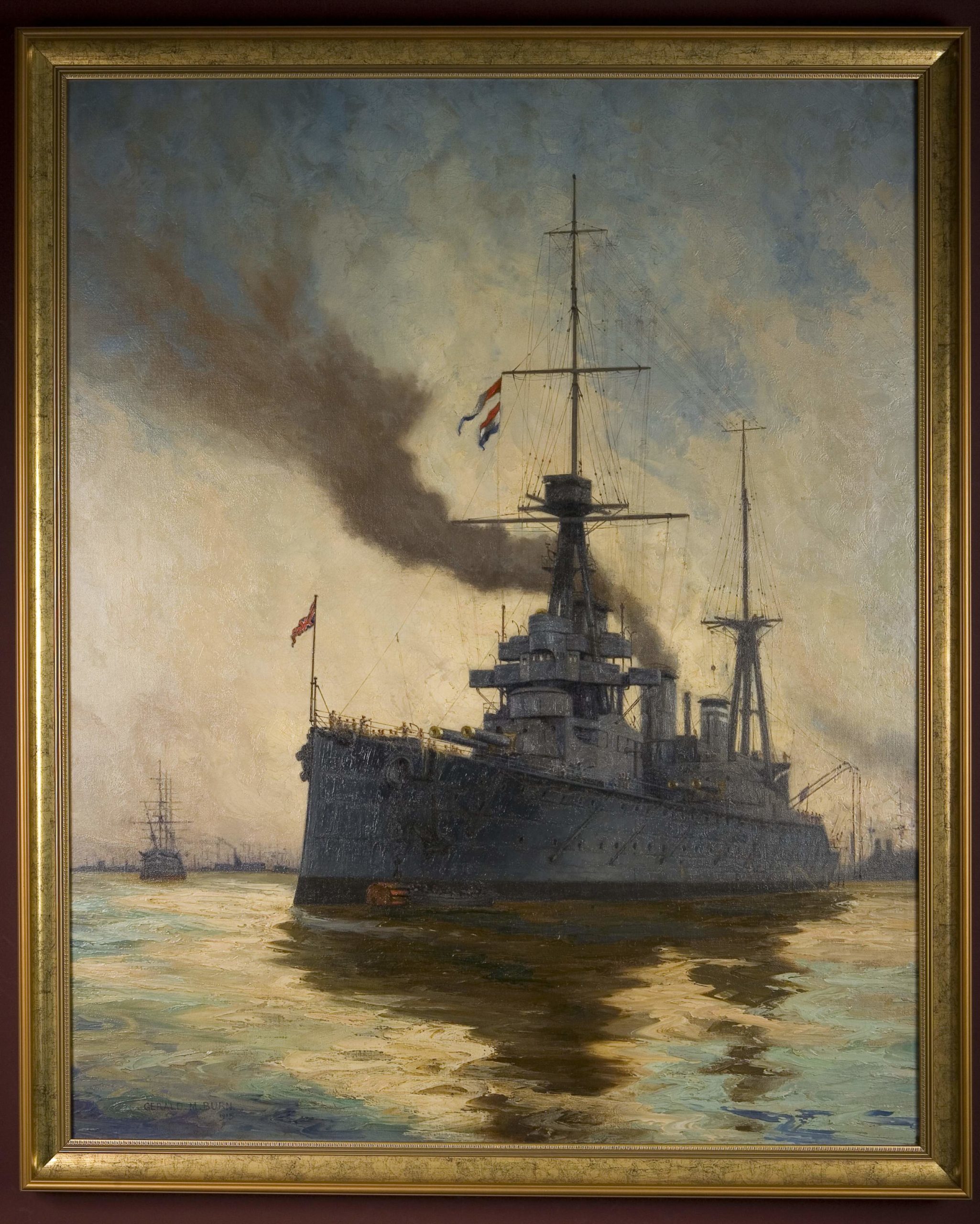 Reproduction of HMS New Zealand oil painting