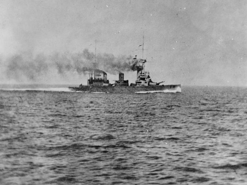 HMS New Zealand steaming during the Battle of Heligoland Bight