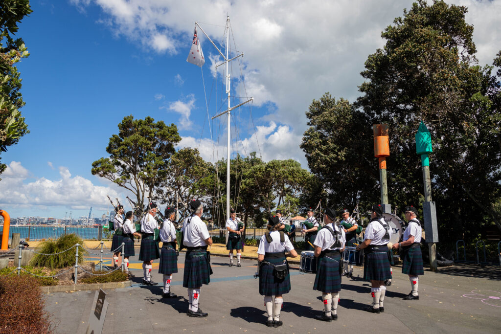 Join RNZN Pipes and Drums Band for a free concert 9th November 12pm to commemorate Remembrance Day.