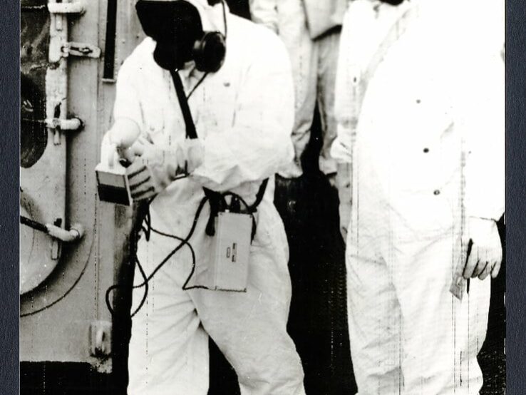 On board HMNZS Otago during test simulation photograph