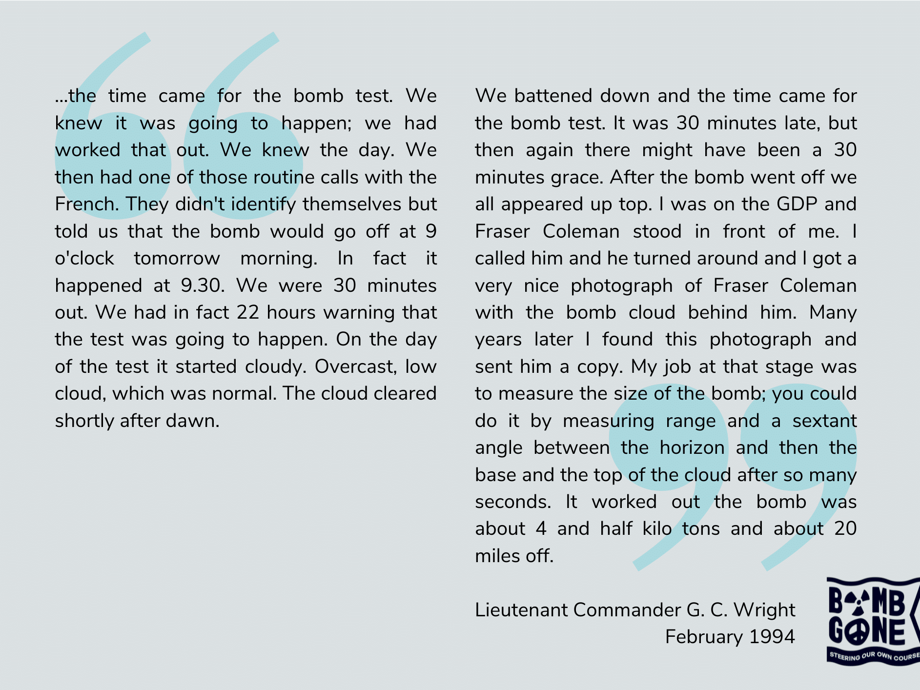 Lieutenant Commander G. C. Wright Oral History