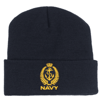 Navy Crest Beanie