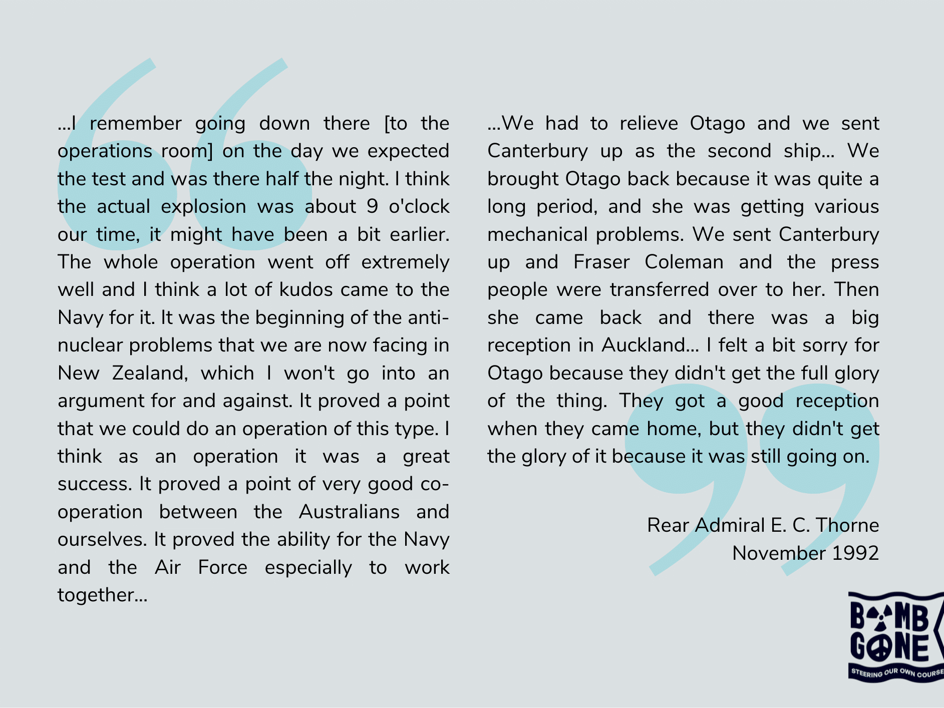 Rear Admiral E. C. Thorne Oral History