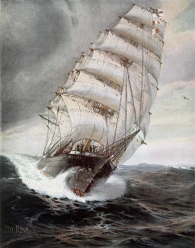 Painting of Count Felix Von Luckners SMS Seeadler by Christopher Rave