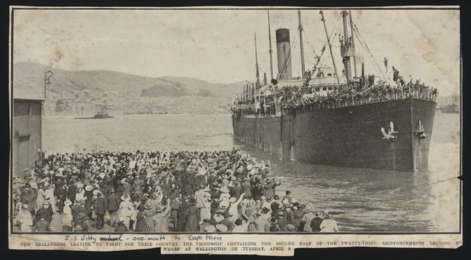 World War I troopship leaving Wellington with the 23rd Reinforcements.